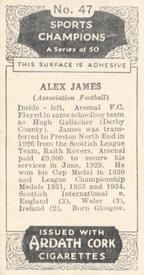1935 Ardath Cork Sports Champions #47 Alex James Back