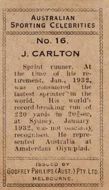 1932 Godfrey Phillips Australian Sporting Celebrities #16 James Carlton Back