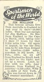 1934 Amalgamated Press Sportsmen of the World #NNO Jim Mollison Back