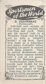 1934 Amalgamated Press Sportsmen of the World #NNO David Thackeray Back
