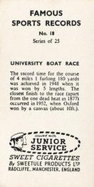 1957 Sweetule Products Famous Sports Records (Black Back) #18 University Boat Race Back