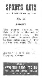 1958 Sweetule Products Sports Quiz #11 Rugby Back