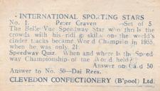 1960 Clevedon Confectionery International Sporting Stars #1 Peter Craven Back