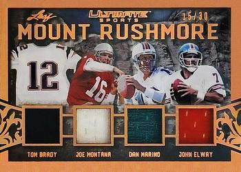 2021 Leaf Ultimate Sports - Mount Rushmore Relics Bronze Spectrum Holofoil #MR-04 Tom Brady / Joe Montana / Dan Marino / John Elway Front