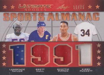 2021 Leaf Ultimate Sports - Sports Almanac Relics Bronze Spectrum Holofoil #USA-10 Lawrence Taylor / Brett Hull / Scottie Pippen / Kirby Puckett Front