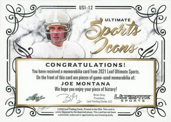 2021 Leaf Ultimate Sports - Ultimate Sports Icons Relics Bronze Spectrum Holofoil #USi-12 Joe Montana Back