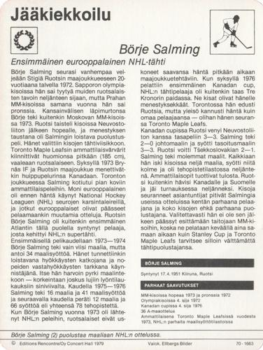 1979 Sportscaster Series 70 Finnish #70-1663 Börje Salming Back
