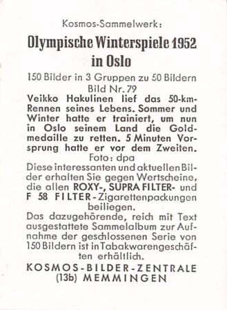 1952 Kosmos Olympische Winterspiele in Oslo #79 Veikko Hakulinen Back