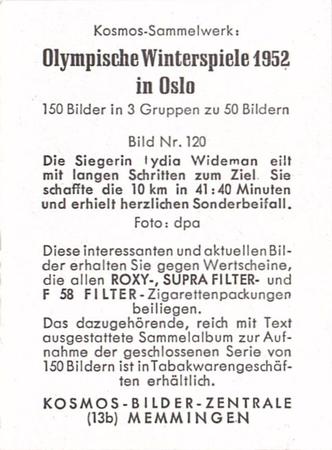 1952 Kosmos Olympische Winterspiele in Oslo #120 Lydia Wideman Back