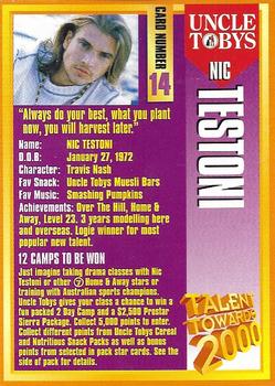 1997 Uncle Tobys Talent Towards 2000 #14 Nic Testoni Back