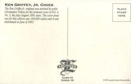 1992-93 Legends Sports Memorabilia Archives Postcards #13 Ken Griffey Jr. Back