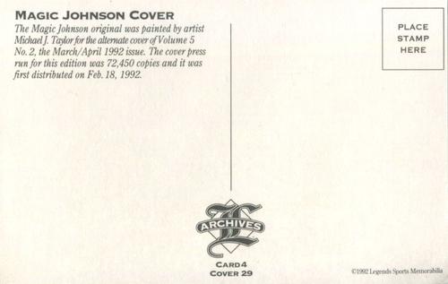 1992-93 Legends Sports Memorabilia Archives Postcards #4 Magic Johnson Back