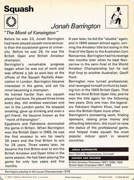 1977-80 Sportscaster Series 9 (UK) #09-24 Jonah Barrington Back