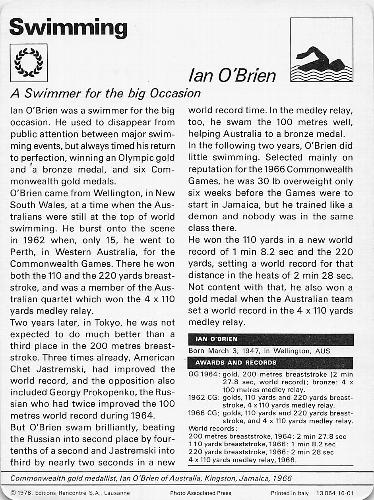 1977-80 Sportscaster Series 16 (UK) #16-01 Ian O'Brien Back