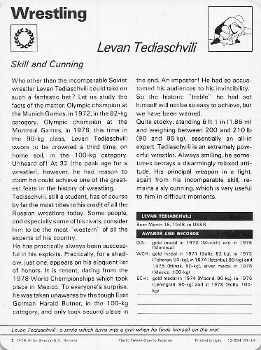 1977-80 Sportscaster Series 87 (UK) #87-19 Levan Tediaschvili Back