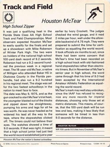 1977-80 Sportscaster Series 14 (UK) #14-10 Houston McTear Back