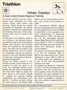 1977-80 Sportscaster Series 5 (UK) #05-01 Winter Triathlon Back