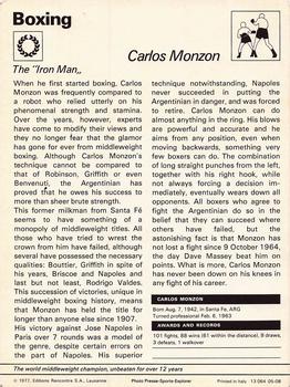 1977-80 Sportscaster Series 5 (UK) #05-08 Carlos Monzon Back
