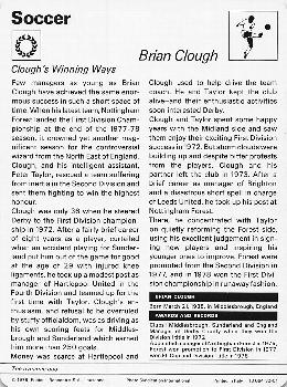 1977-80 Sportscaster Series 32 (UK) #32-01 Brian Clough Back