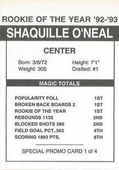1993 American Sports Monthly (unlicensed) - Shaquille O'Neal Promos #1 Shaquille O'Neal Back