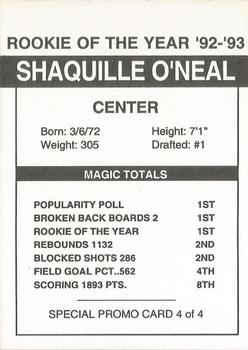 1993 American Sports Monthly (unlicensed) - Shaquille O'Neal Promos #4 Shaquille O'Neal Back