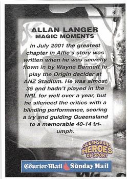 2002 Courier Mail Sunday Mail Queensland Heroes of Sport #4 Allan Langer Back