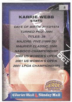 2002 Courier Mail Sunday Mail Queensland Heroes of Sport #5 Karrie Webb Back