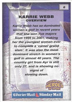 2002 Courier Mail Sunday Mail Queensland Heroes of Sport #6 Karrie Webb Back