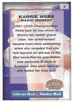 2002 Courier Mail Sunday Mail Queensland Heroes of Sport #8 Karrie Webb Back