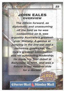 2002 Courier Mail Sunday Mail Queensland Heroes of Sport #22 John Eales Back