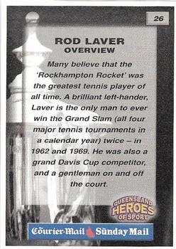 2002 Courier Mail Sunday Mail Queensland Heroes of Sport #26 Rod Laver Back