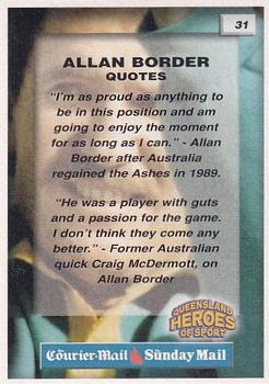 2002 Courier Mail Sunday Mail Queensland Heroes of Sport #31 Allan Border Back