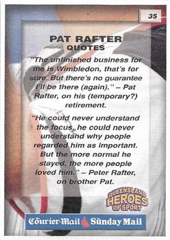 2002 Courier Mail Sunday Mail Queensland Heroes of Sport #35 Pat Rafter Back