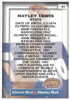 2002 Courier Mail Sunday Mail Queensland Heroes of Sport #41 Hayley Lewis Back