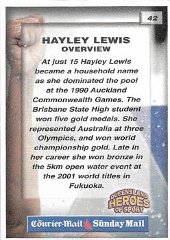 2002 Courier Mail Sunday Mail Queensland Heroes of Sport #42 Hayley Lewis Back