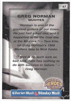 2002 Courier Mail Sunday Mail Queensland Heroes of Sport #47 Greg Norman Back