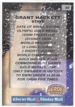 2002 Courier Mail Sunday Mail Queensland Heroes of Sport #65 Grant Hackett Back
