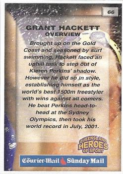 2002 Courier Mail Sunday Mail Queensland Heroes of Sport #66 Grant Hackett Back
