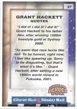 2002 Courier Mail Sunday Mail Queensland Heroes of Sport #67 Grant Hackett Back