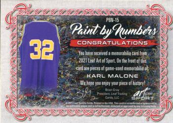 2021 Leaf Art of Sport - Paint by Numbers Relics Navy #PBN-15 Karl Malone Back