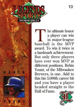 1993 Legends Sports Memorabilia - Bronze #10 Robin Yount Back