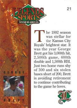 1993 Legends Sports Memorabilia - Bronze #21 George Brett Back