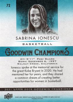 2021 Upper Deck Goodwin Champions - Turquoise #72 Sabrina Ionescu Back