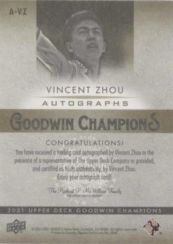 2021 Upper Deck Goodwin Champions - Autographs #A-VZ Vincent Zhou Back