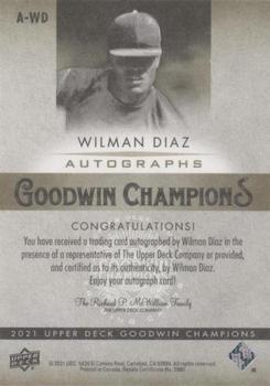 2021 Upper Deck Goodwin Champions - Autographs #A-WD Wilman Diaz Back