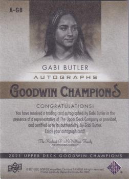 2021 Upper Deck Goodwin Champions - Autographs Inscriptions #A-GB Gabi Butler Back