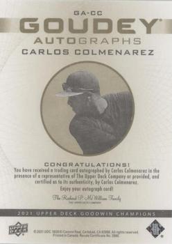 2021 Upper Deck Goodwin Champions - Goudey Autographs #GA-CC Carlos Colmenarez Back