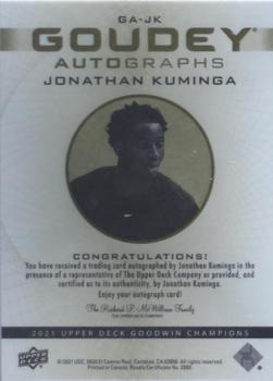 2021 Upper Deck Goodwin Champions - Goudey Autographs #GA-JK Jonathan Kuminga Back