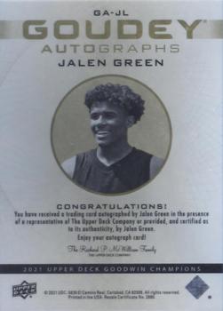 2021 Upper Deck Goodwin Champions - Goudey Autographs #GA-JL Jalen Green Back