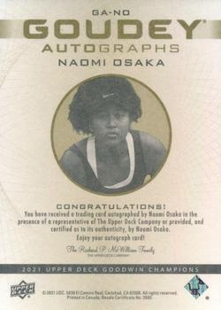 2021 Upper Deck Goodwin Champions - Goudey Autographs #GA-NO Naomi Osaka Back